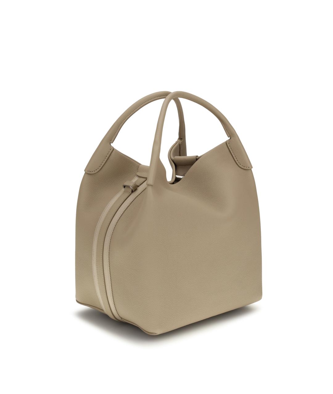 LORO PIANA Бежевая кожаная сумка тоут, фото 3