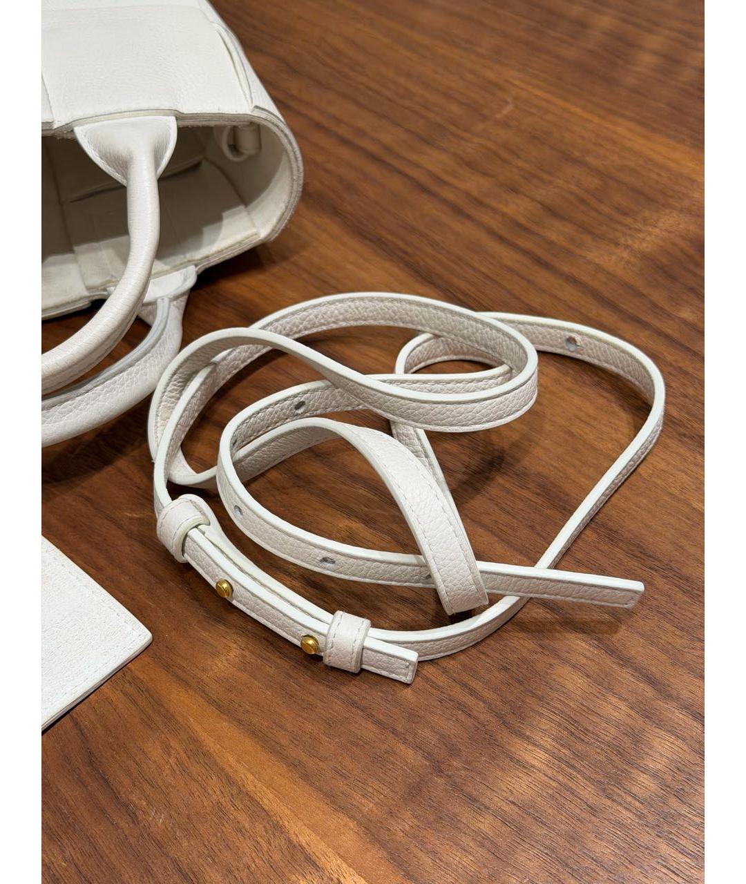 BOTTEGA VENETA Белая кожаная сумка с короткими ручками, фото 6