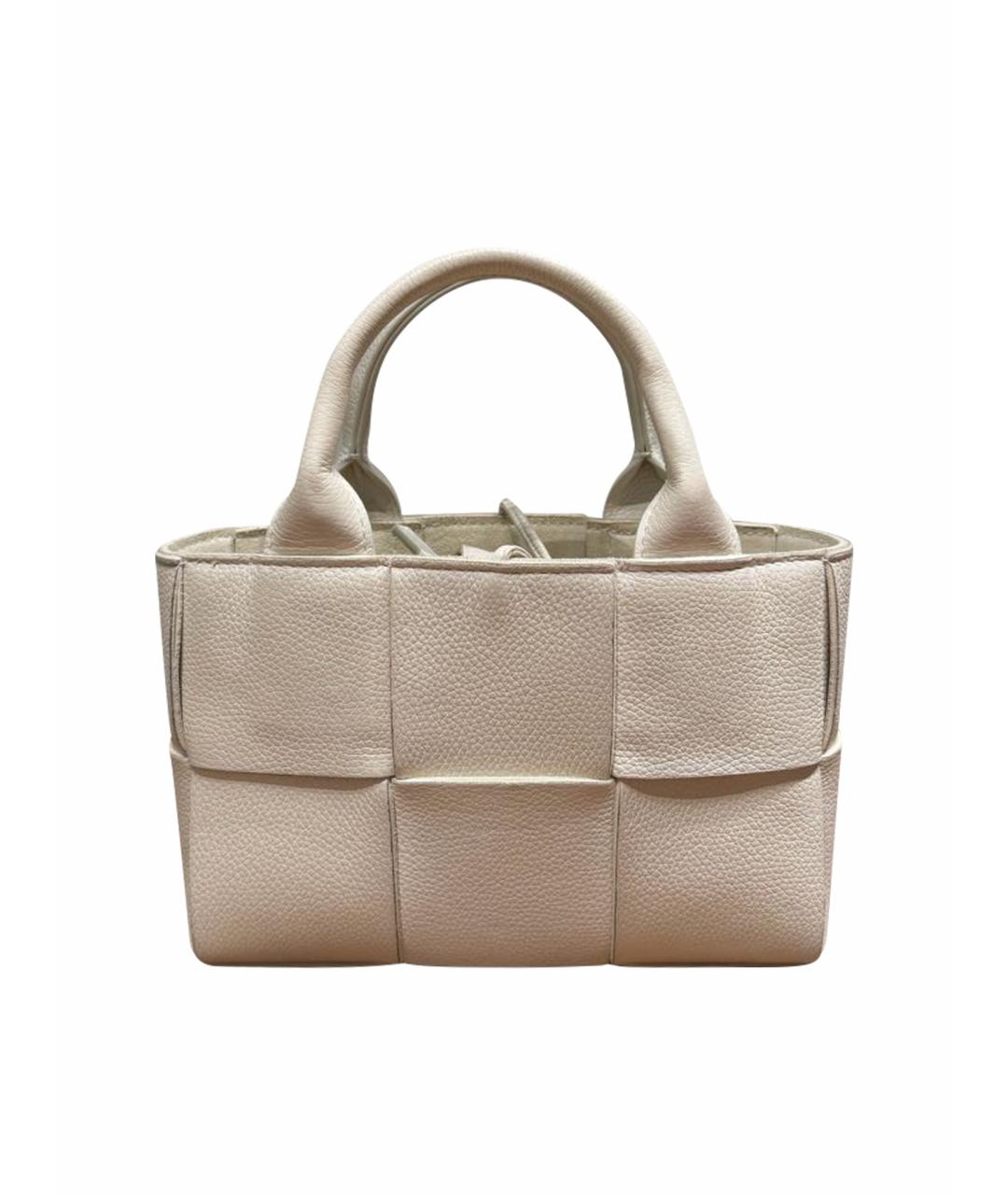 BOTTEGA VENETA Белая кожаная сумка с короткими ручками, фото 1