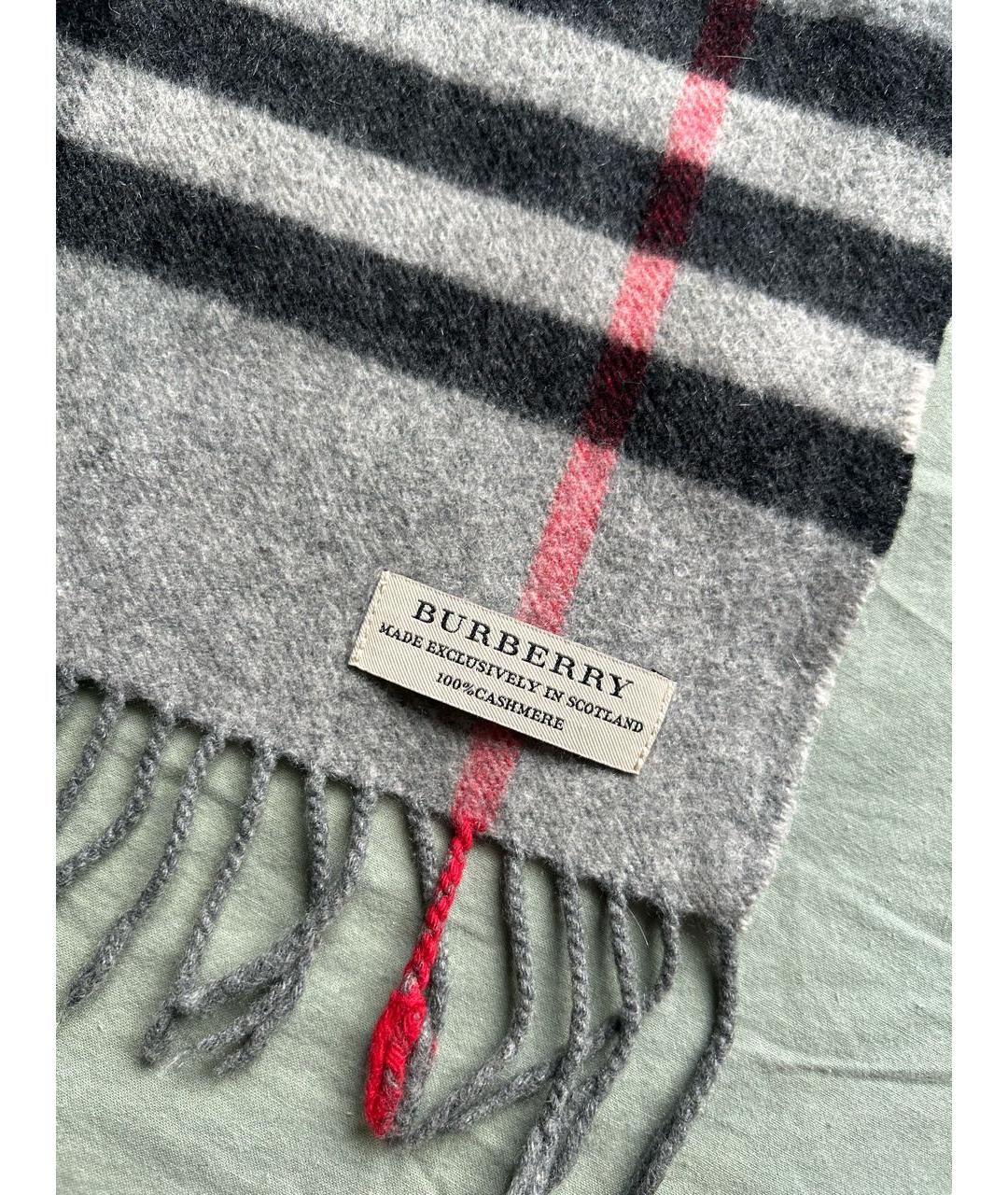 BURBERRY Серый кашемировый шарф, фото 4