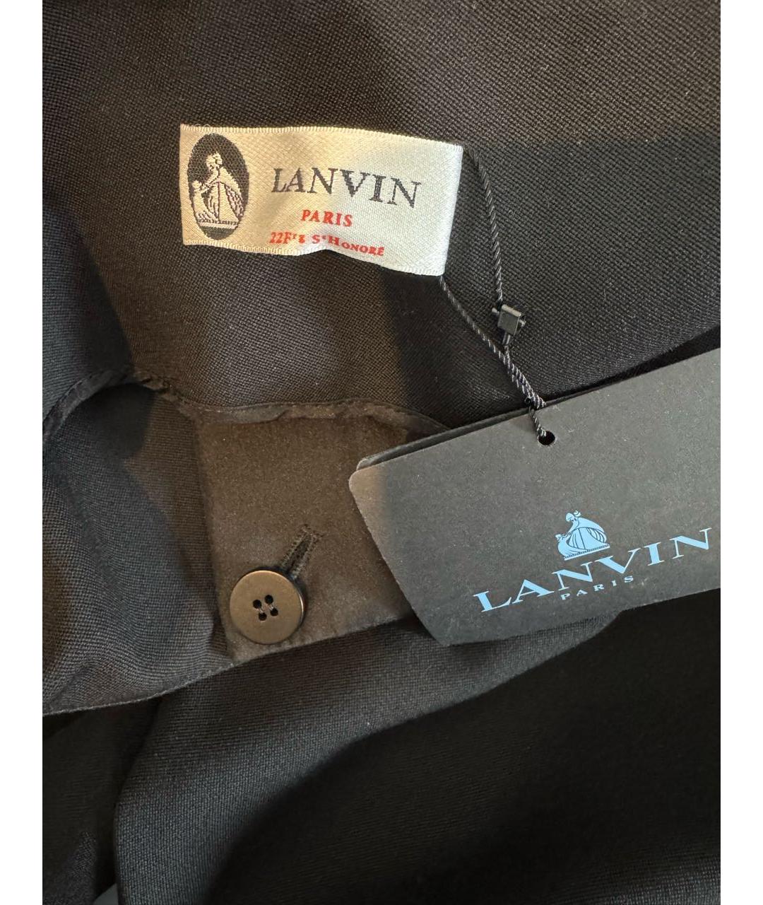 LANVIN Черные шерстяные брюки широкие, фото 4