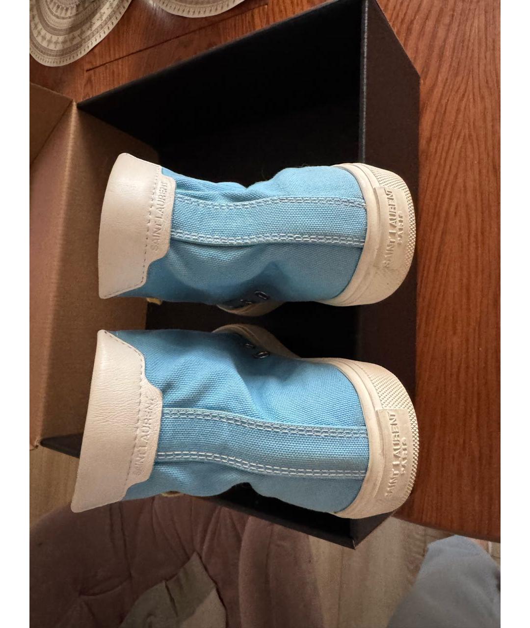 SAINT LAURENT Голубые текстильные кеды, фото 3