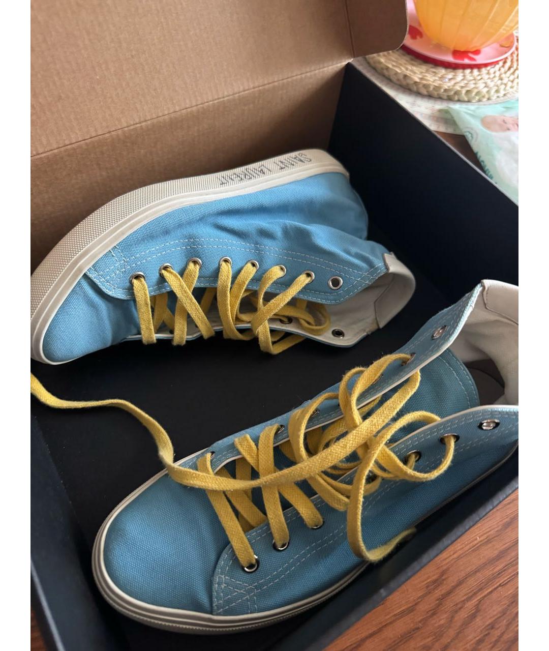 SAINT LAURENT Голубые текстильные кеды, фото 2