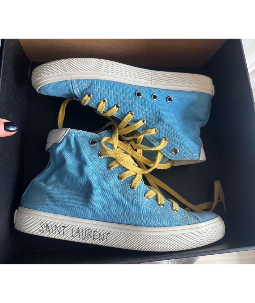 SAINT LAURENT Голубые текстильные кеды, фото 5