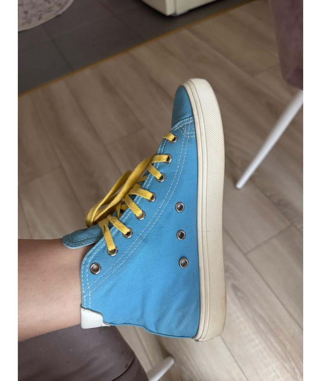 SAINT LAURENT Голубые текстильные кеды, фото 4