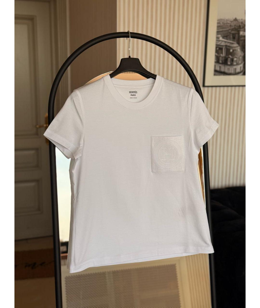 HERMES Белая хлопковая футболка, фото 3