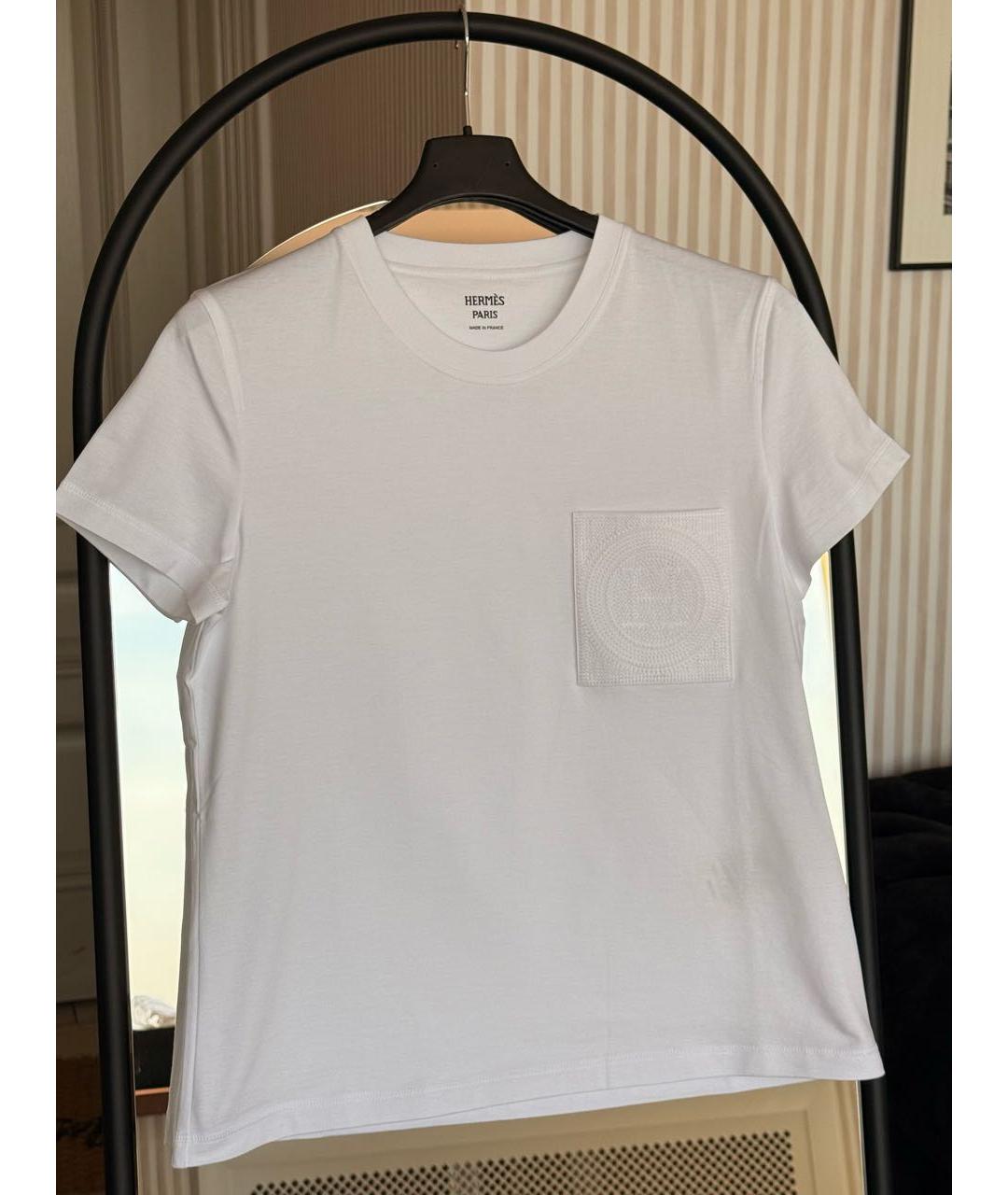 HERMES Белая хлопковая футболка, фото 2