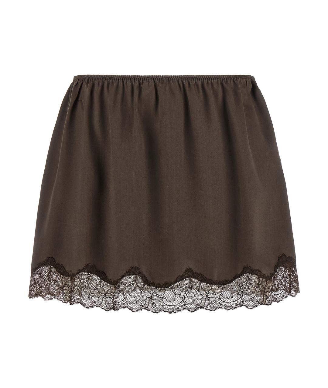 MAGDA BUTRYM Коричневая шелковая юбка миди, фото 1
