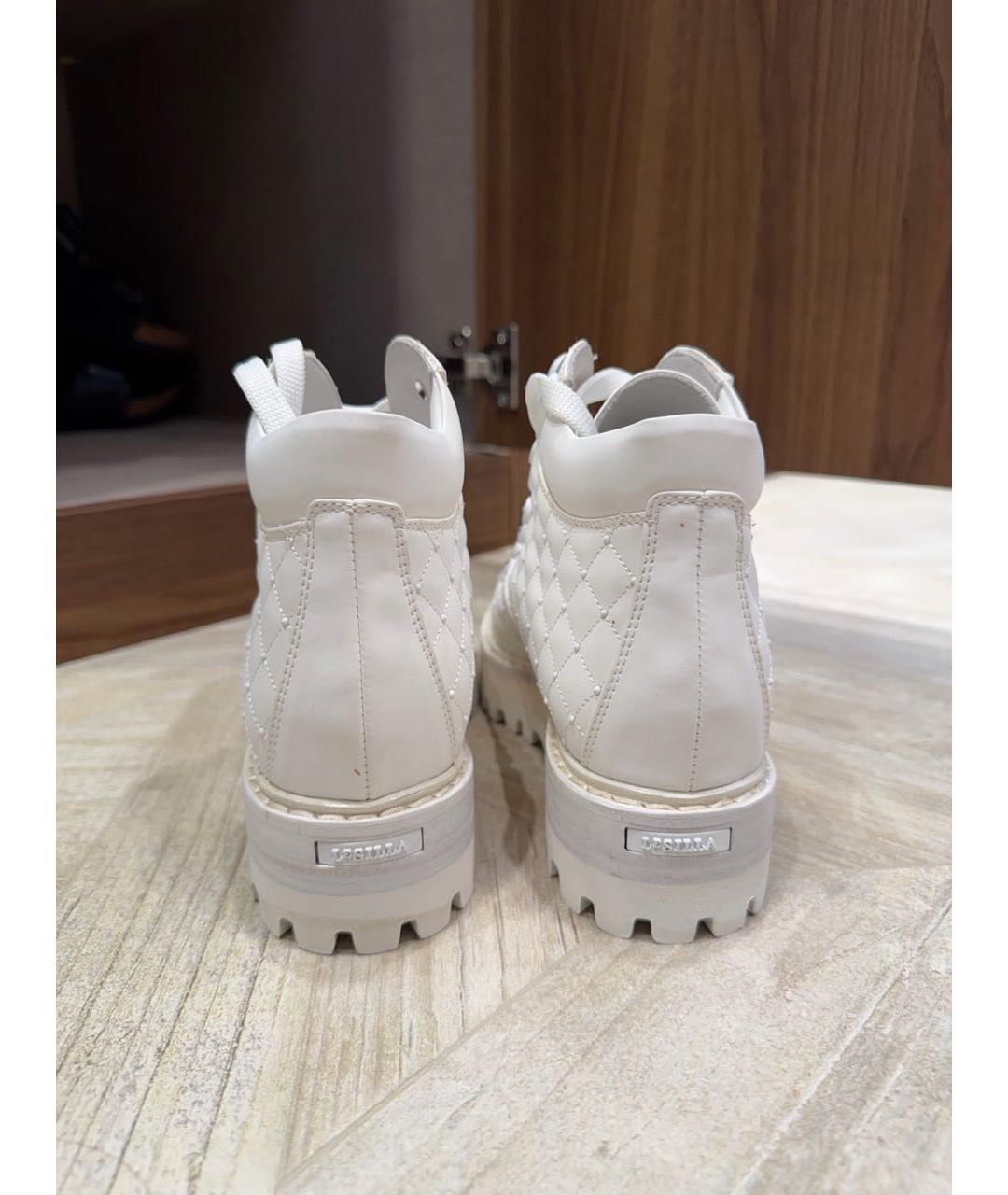 LE SILLA Белые кожаные ботинки, фото 4