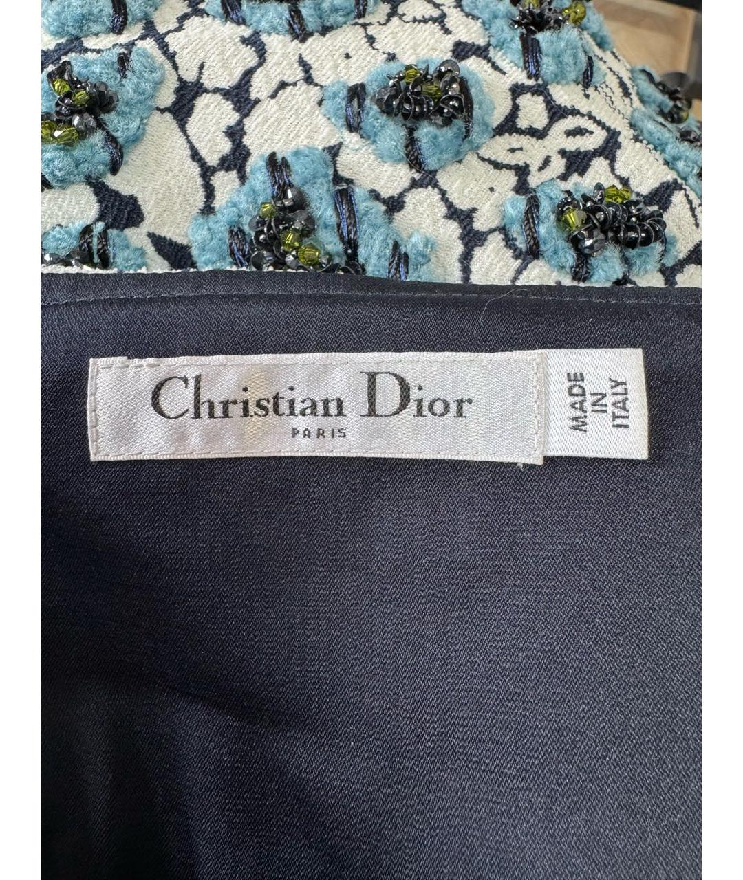 CHRISTIAN DIOR Мульти полиэстеровая юбка миди, фото 4
