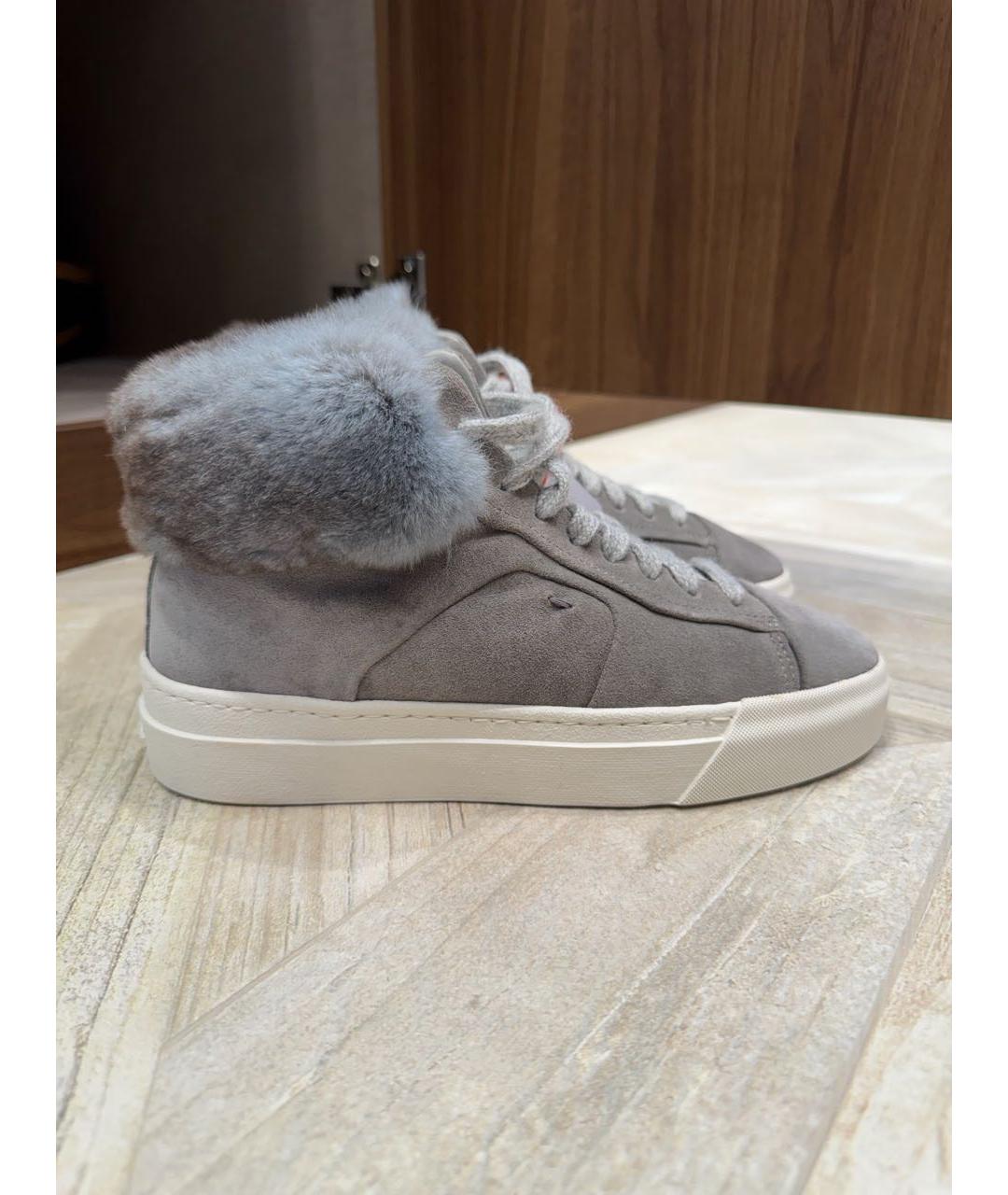 SANTONI Серые замшевые ботинки, фото 6