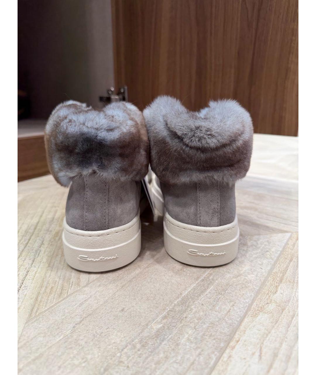 SANTONI Серые замшевые ботинки, фото 4
