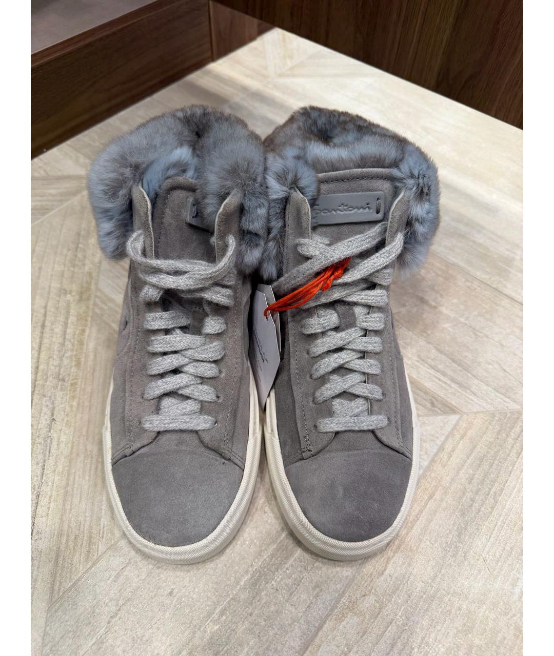 SANTONI Серые замшевые ботинки, фото 2