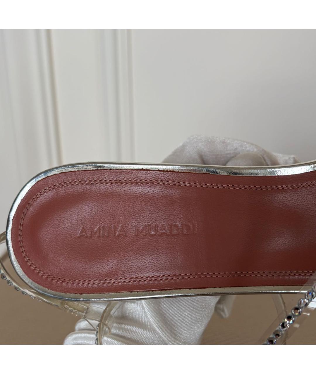 Amina Muaddi Серебряные туфли, фото 6