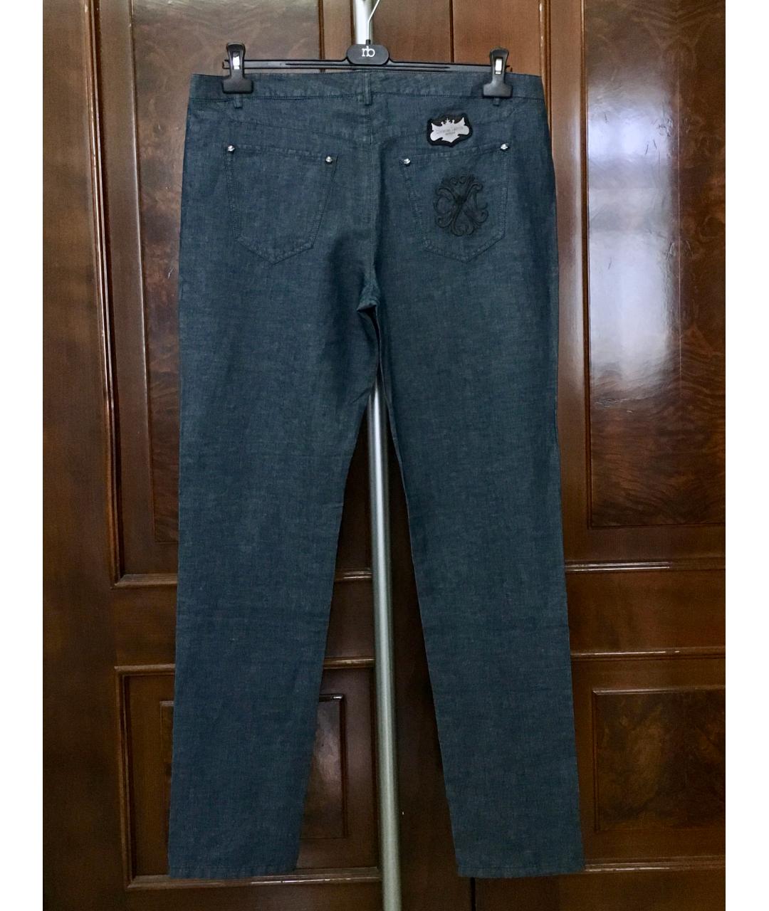 CHRISTIAN LACROIX Темно-синие хлопко-леновые джинсы скинни, фото 2