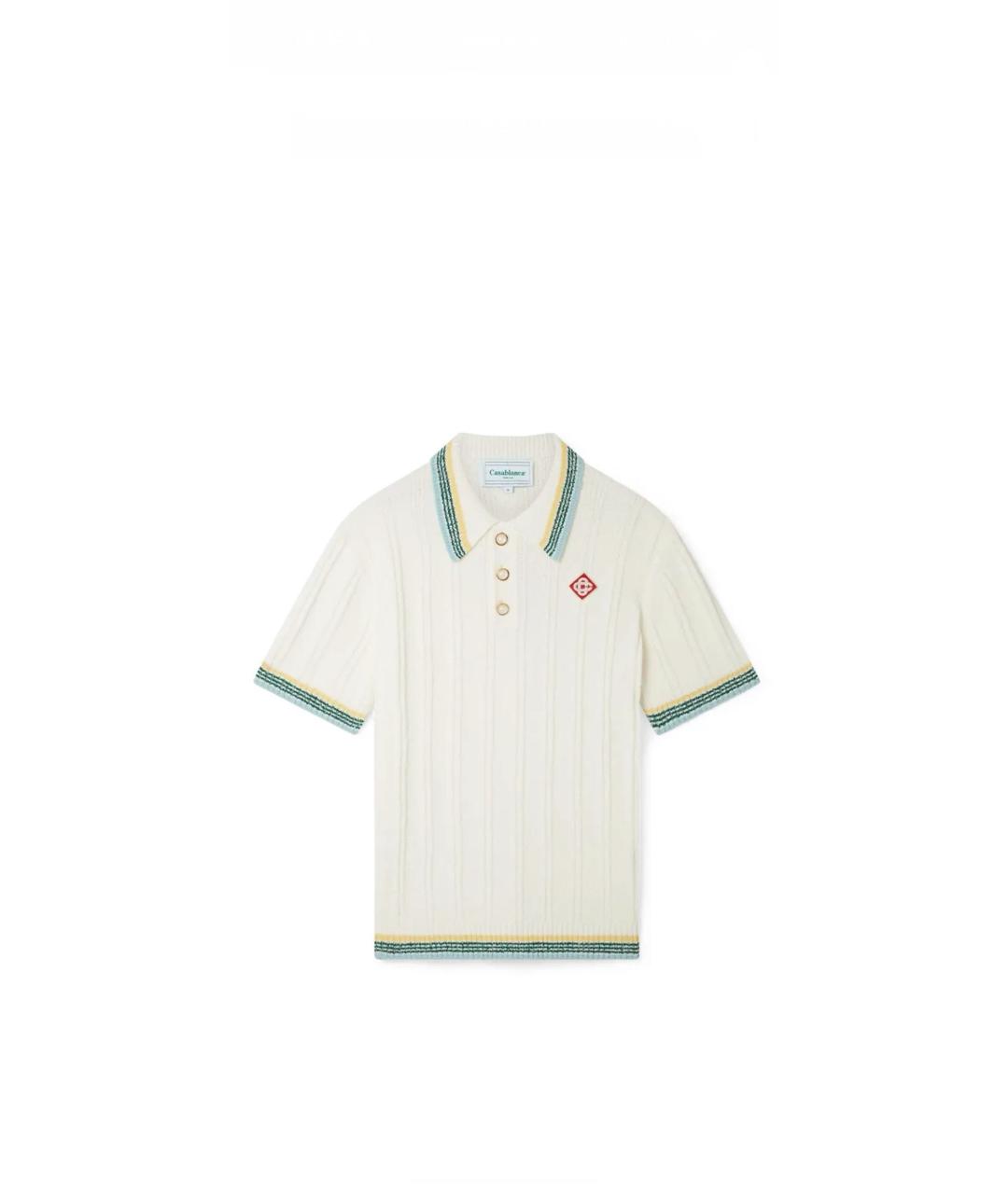 CASABLANCA Белое хлопковое поло с коротким рукавом, фото 6