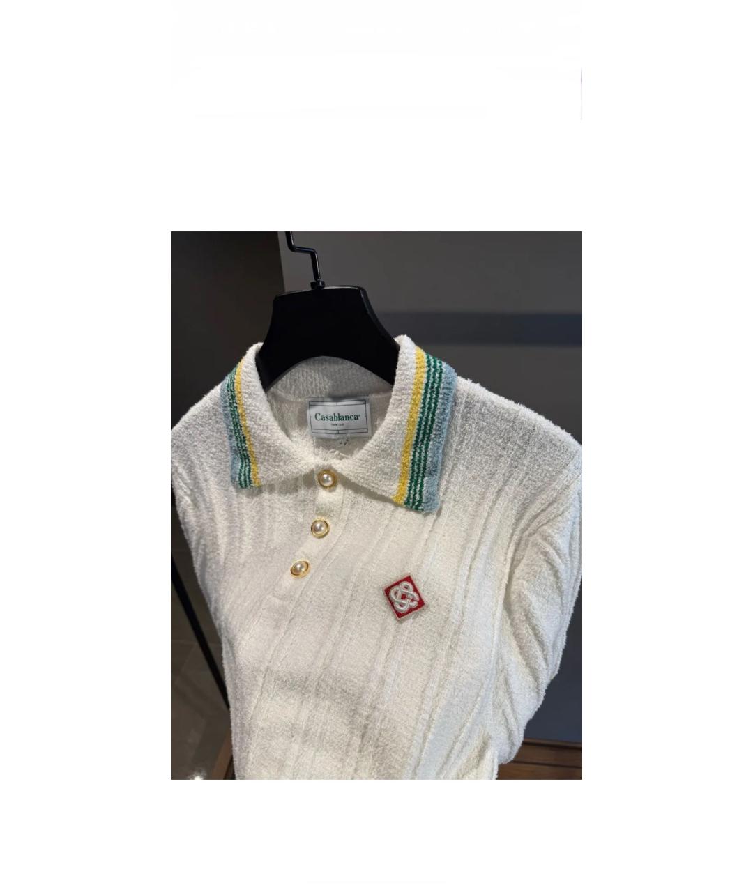 CASABLANCA Белое хлопковое поло с коротким рукавом, фото 3