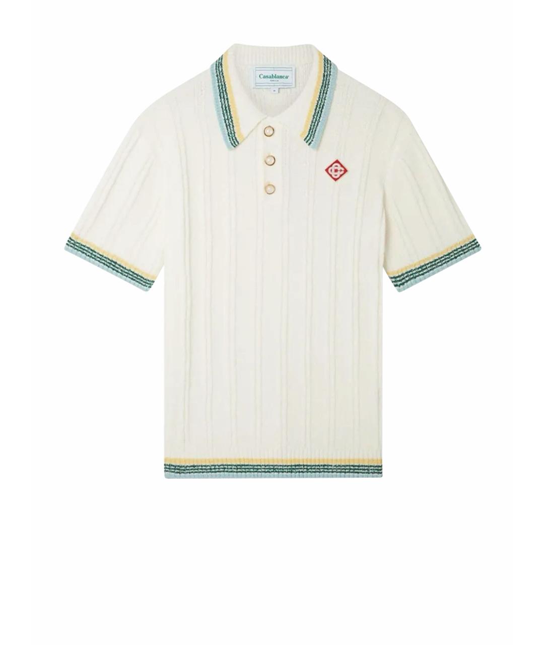 CASABLANCA Белое хлопковое поло с коротким рукавом, фото 1