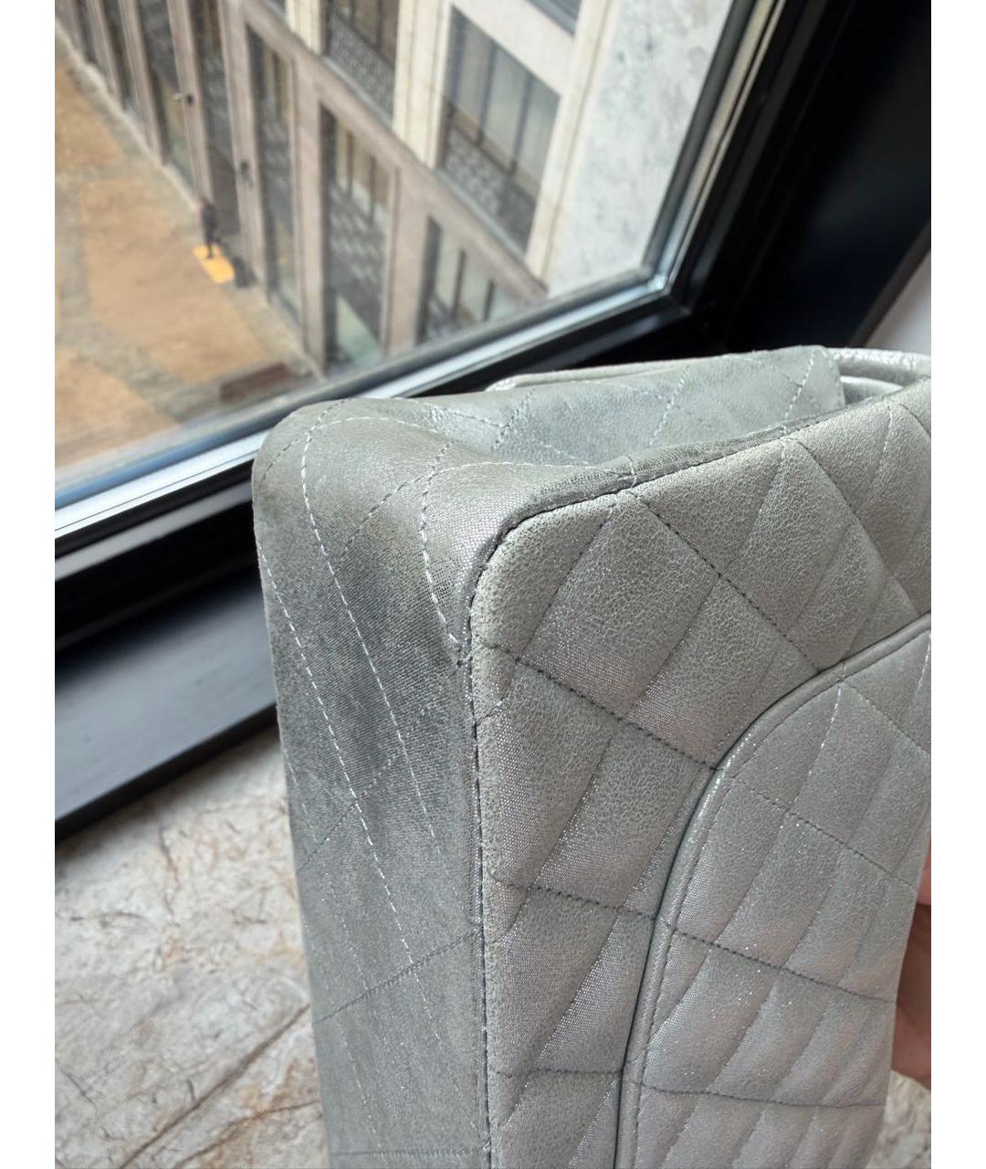 CHANEL Серебряная тканевая сумка через плечо, фото 6