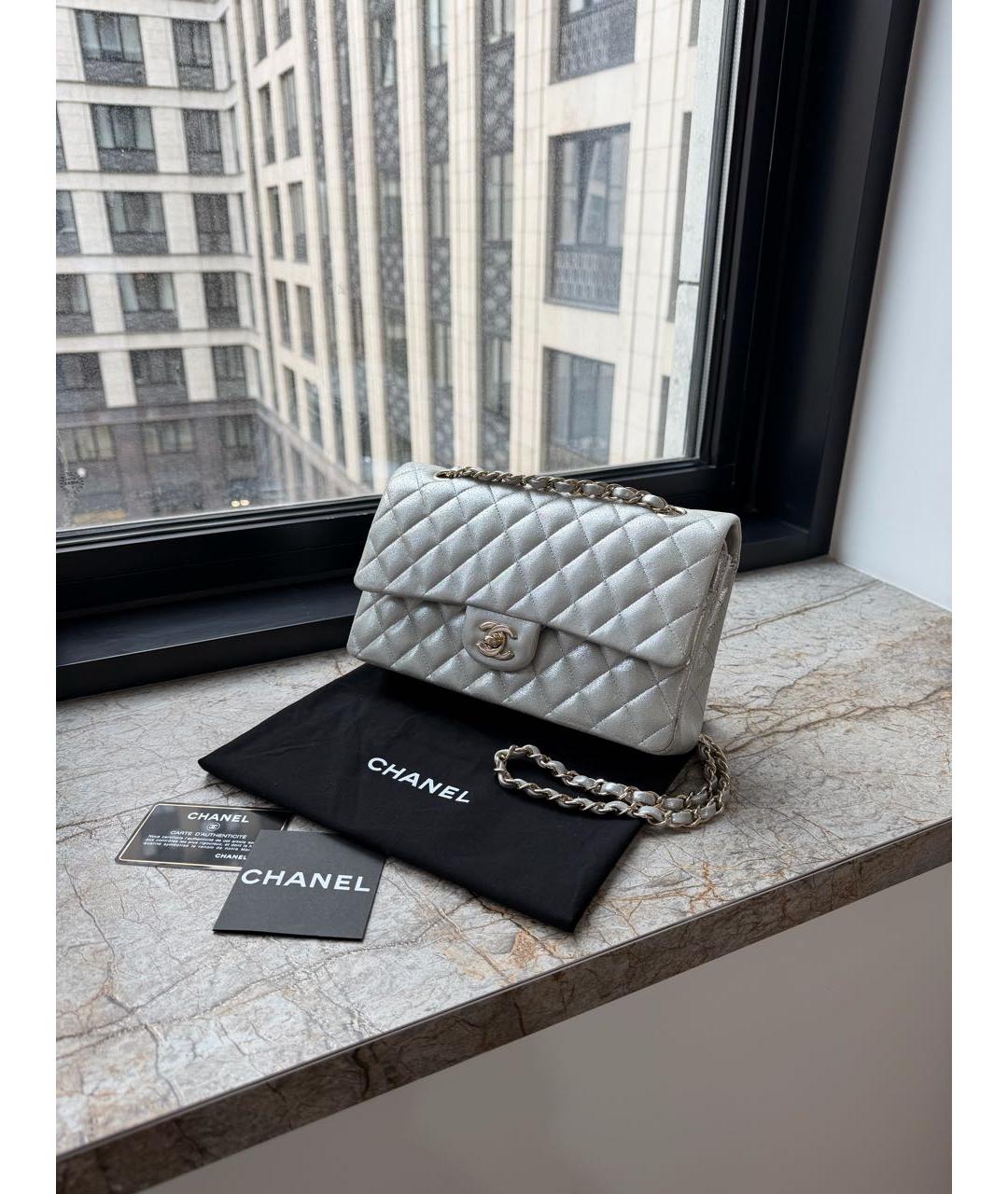 CHANEL Серебряная тканевая сумка через плечо, фото 2