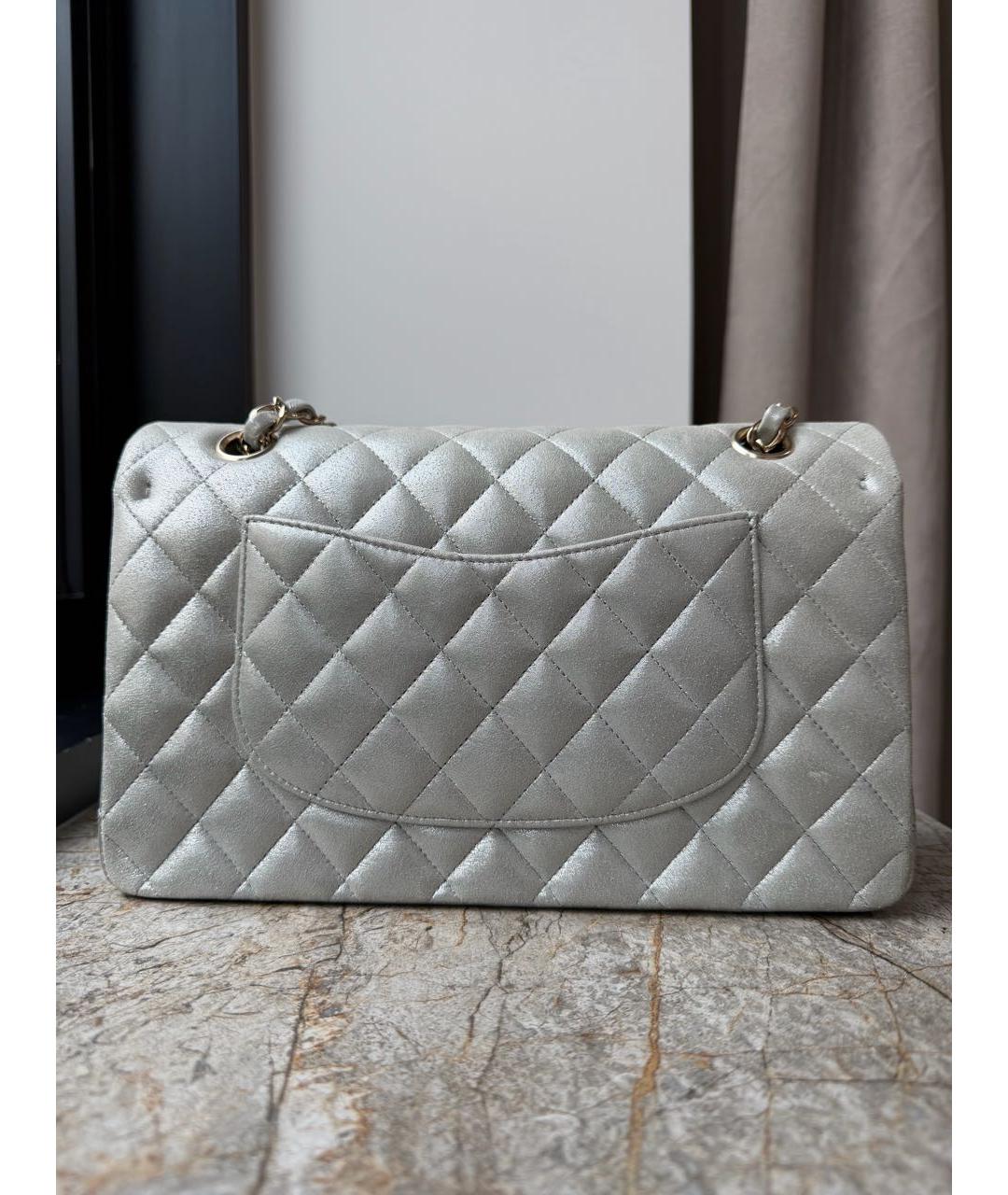 CHANEL Серебряная тканевая сумка через плечо, фото 3