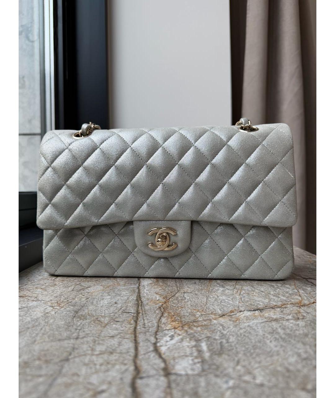 CHANEL Серебряная тканевая сумка через плечо, фото 8