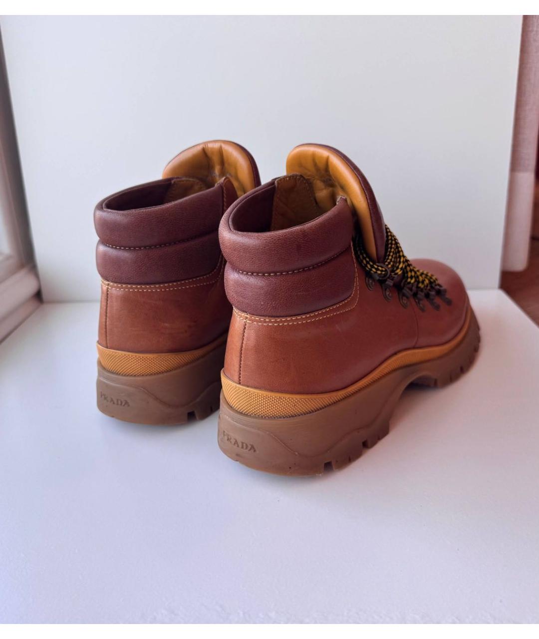 PRADA Коричневые кожаные ботинки, фото 5