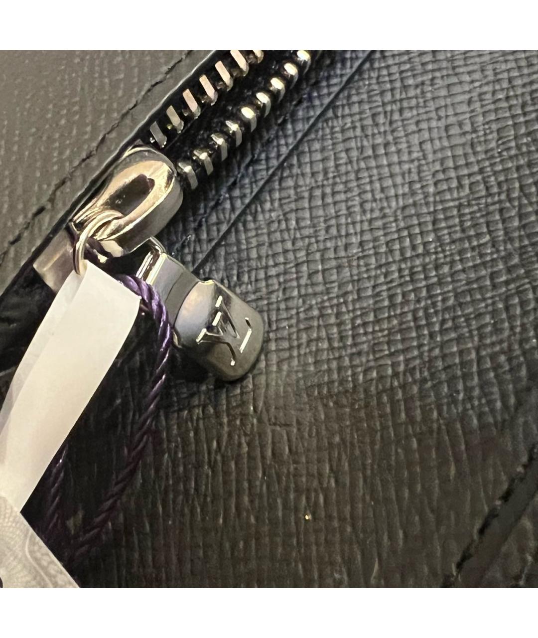 LOUIS VUITTON Черный кожаный кошелек, фото 6