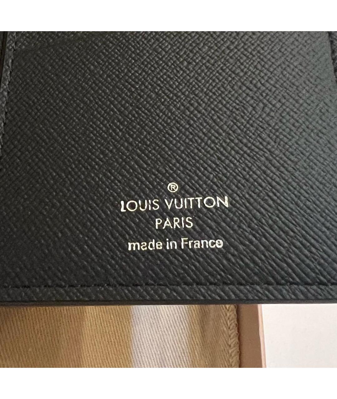 LOUIS VUITTON Черный кожаный кошелек, фото 5