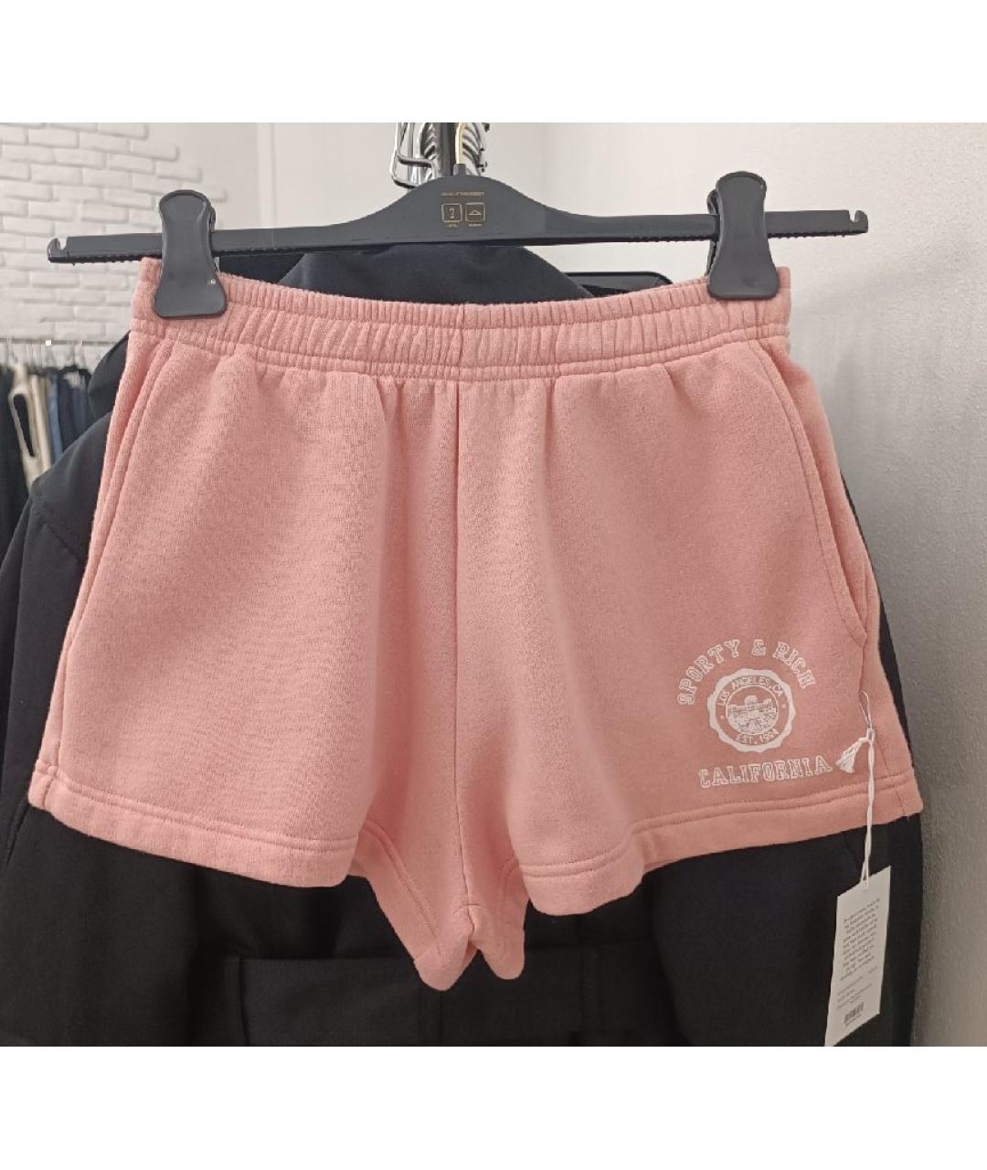 SPORTY AND RICH Коралловые хлопковые шорты, фото 8