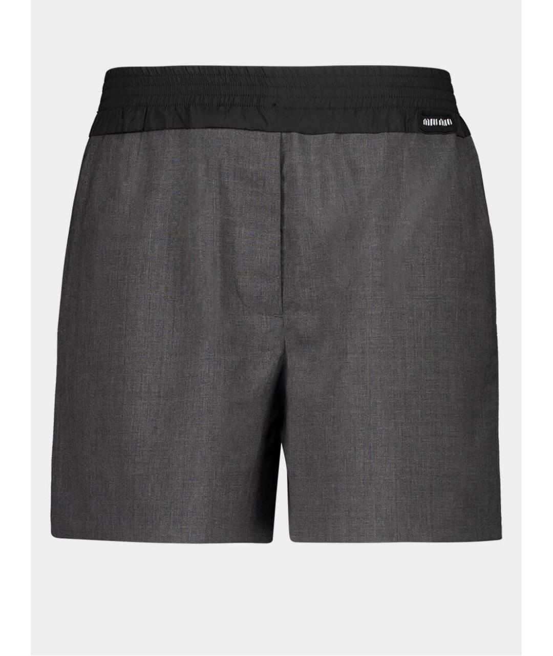 MIU MIU Серые шерстяные шорты, фото 3