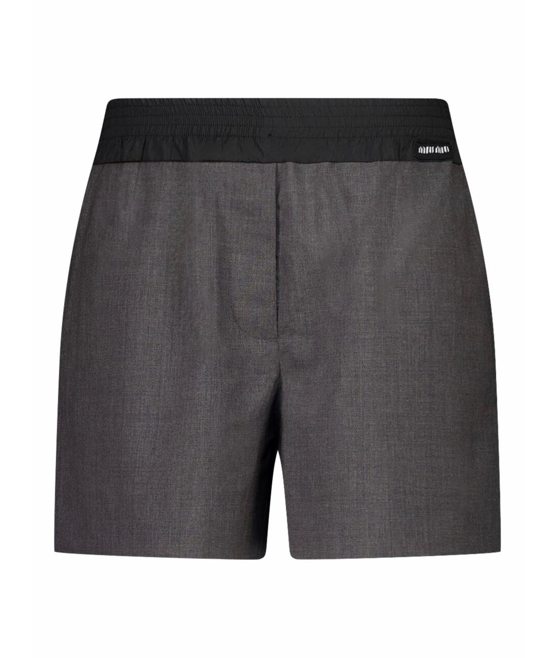 MIU MIU Серые шерстяные шорты, фото 1