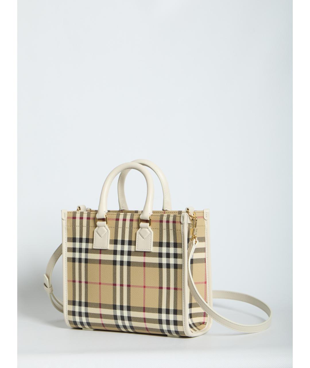 BURBERRY Бежевая хлопковая сумка через плечо, фото 2