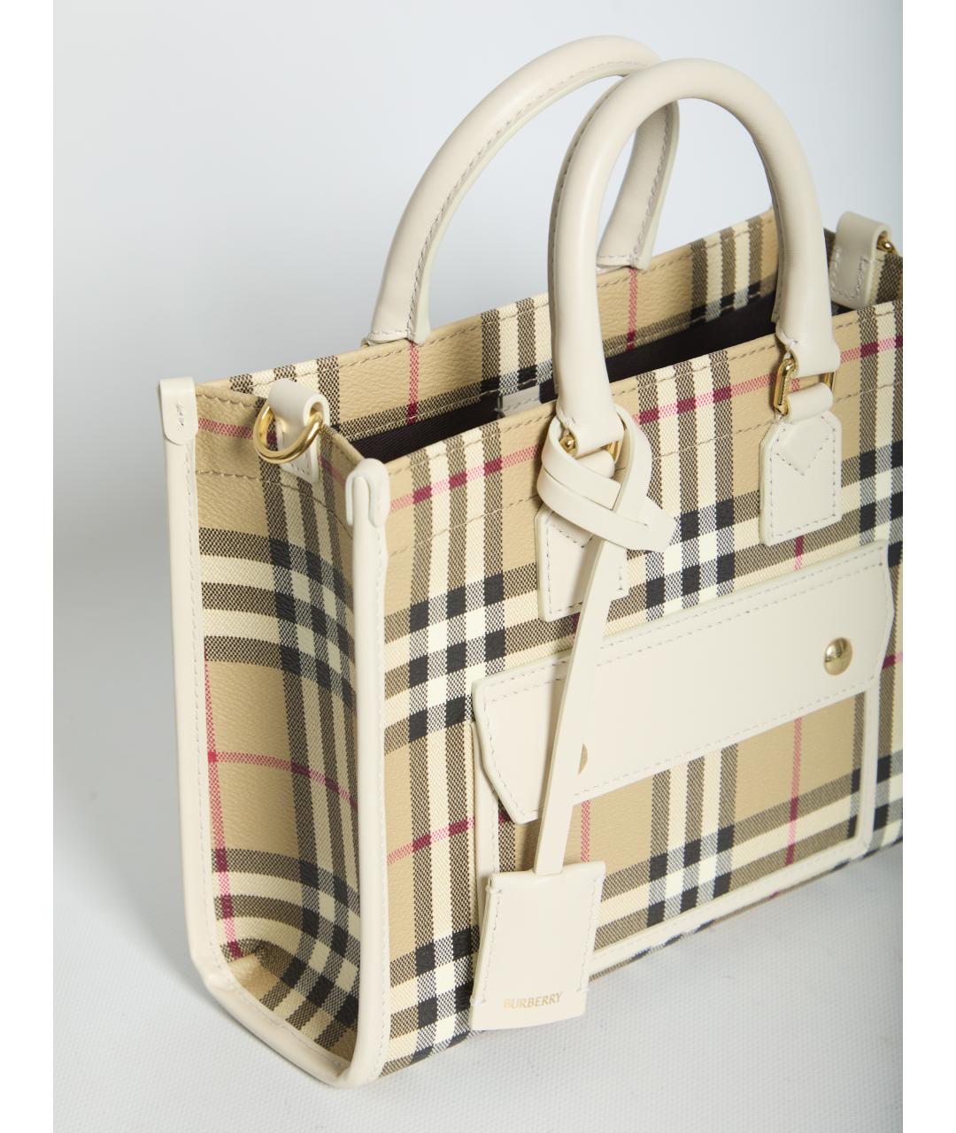 BURBERRY Бежевая хлопковая сумка через плечо, фото 4