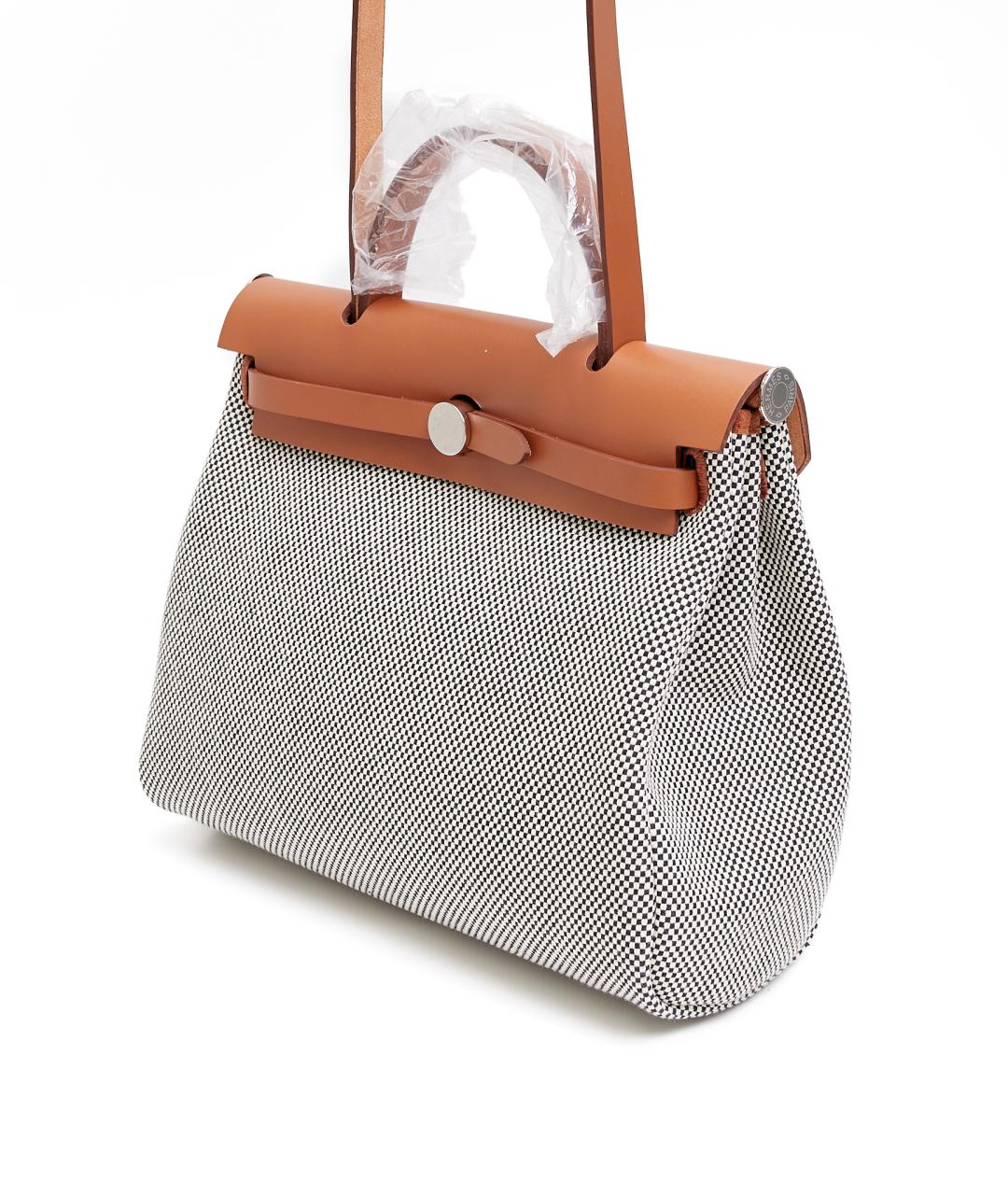 HERMES Бежевая тканевая сумка через плечо, фото 2