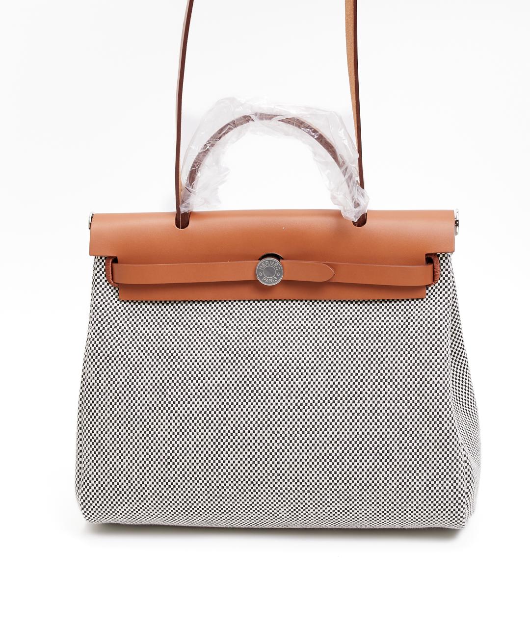 HERMES Бежевая тканевая сумка через плечо, фото 8