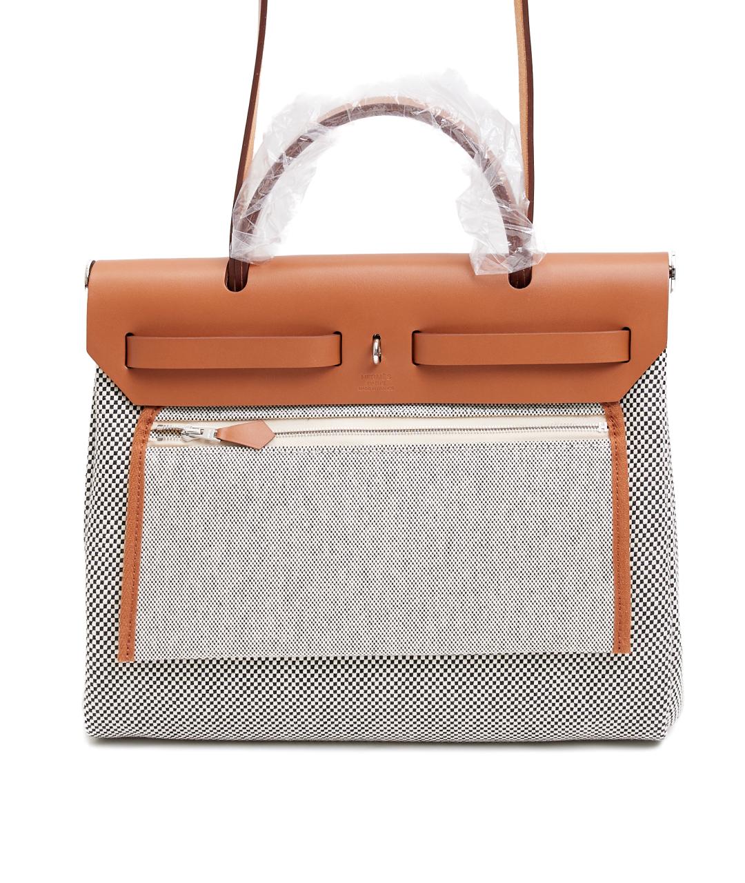 HERMES Бежевая тканевая сумка через плечо, фото 3