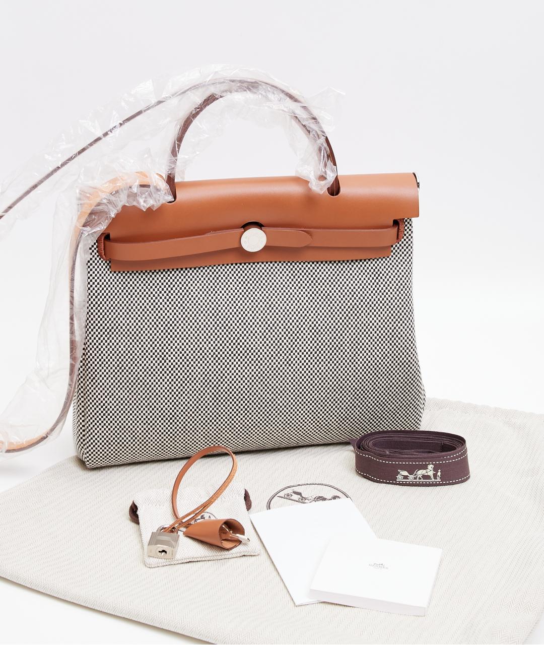 HERMES Бежевая тканевая сумка через плечо, фото 7