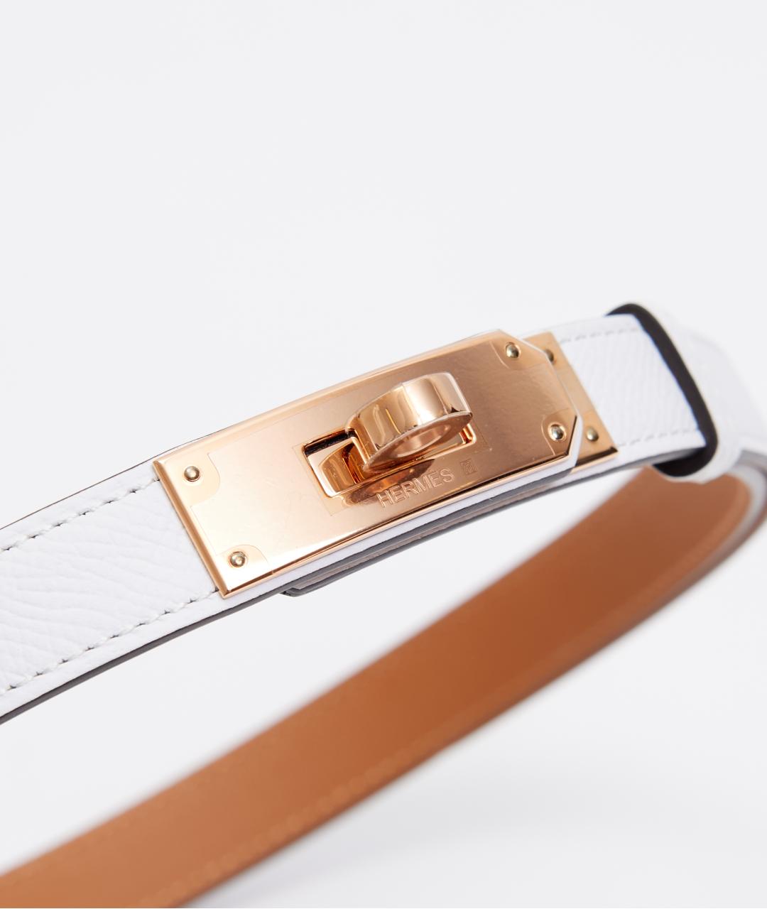 HERMES Белый кожаный ремень, фото 2