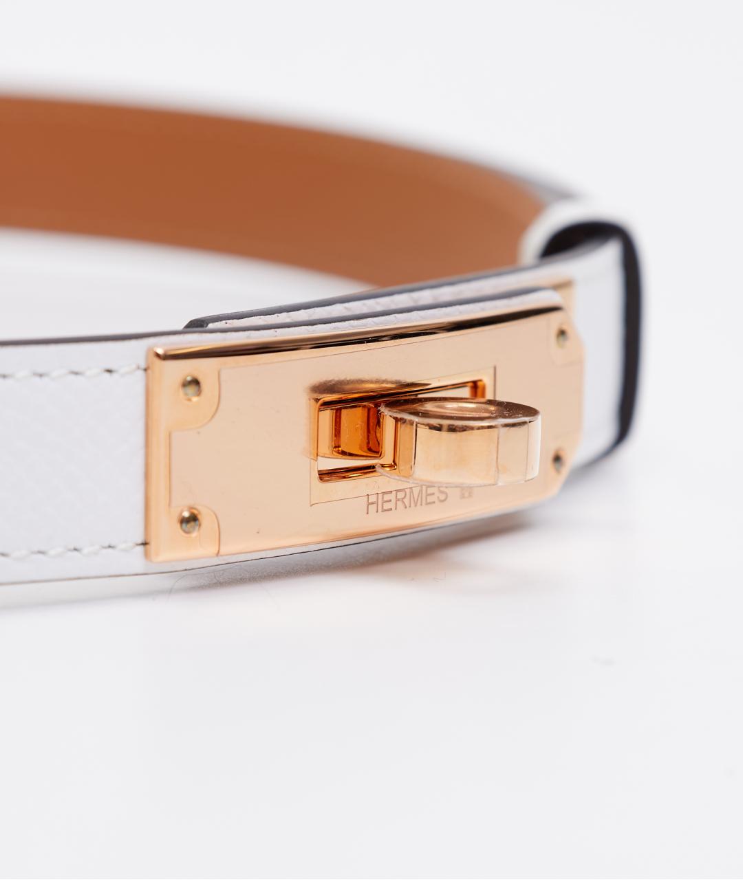 HERMES Белый кожаный ремень, фото 3