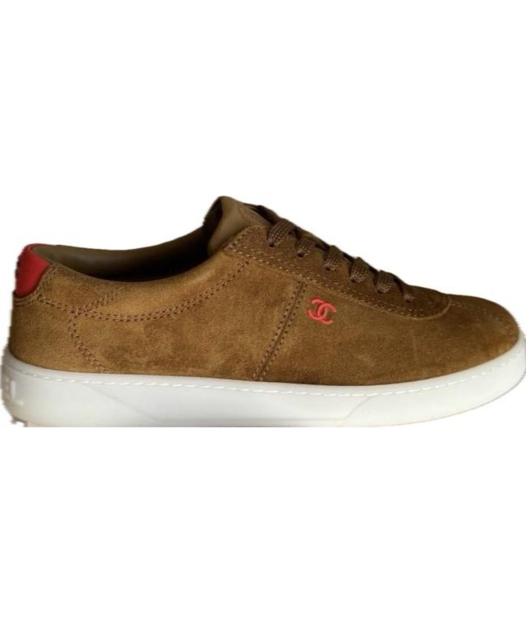 CHANEL Коричневые замшевые кеды, фото 5