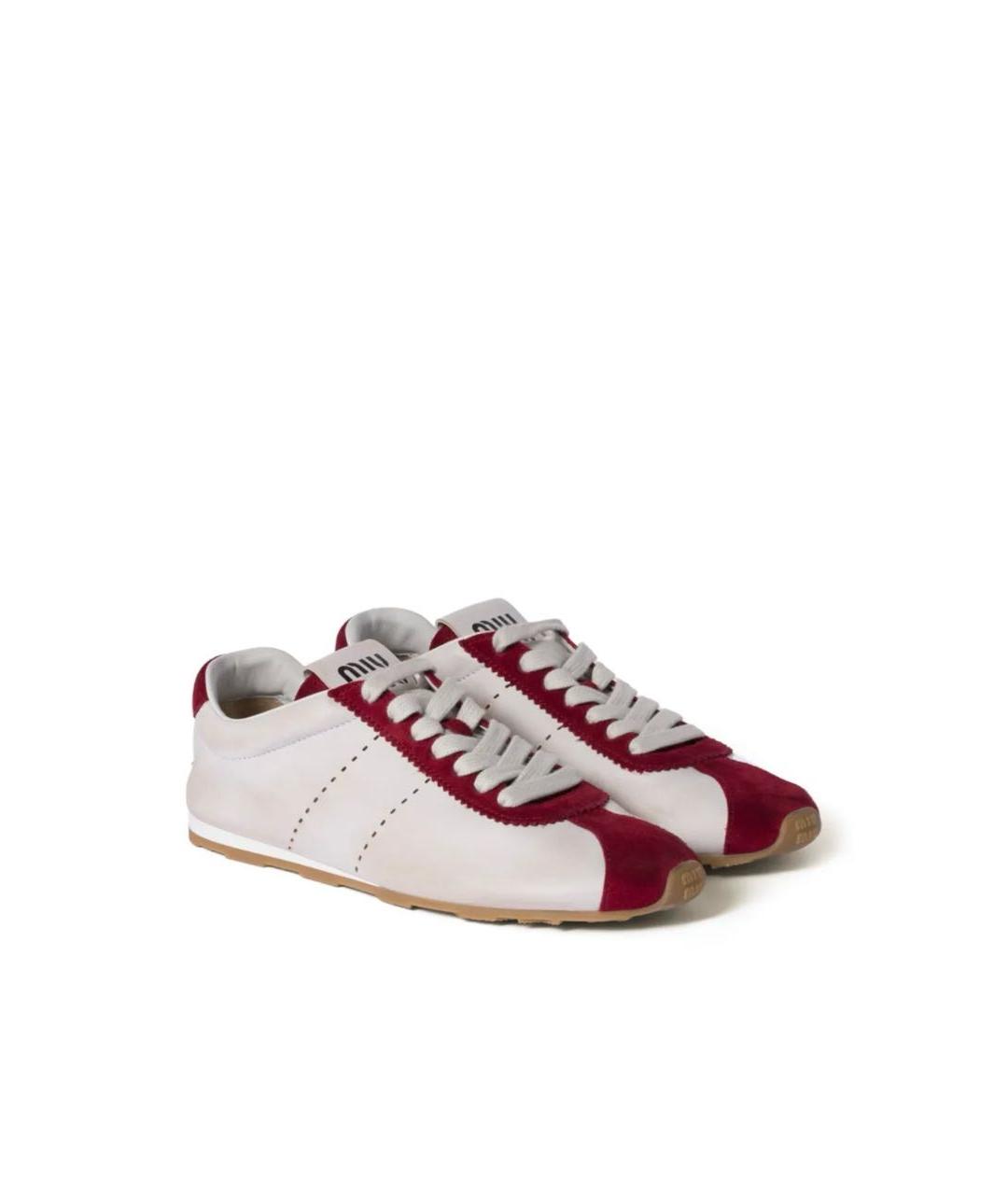 MIU MIU Белые кожаные кроссовки, фото 2