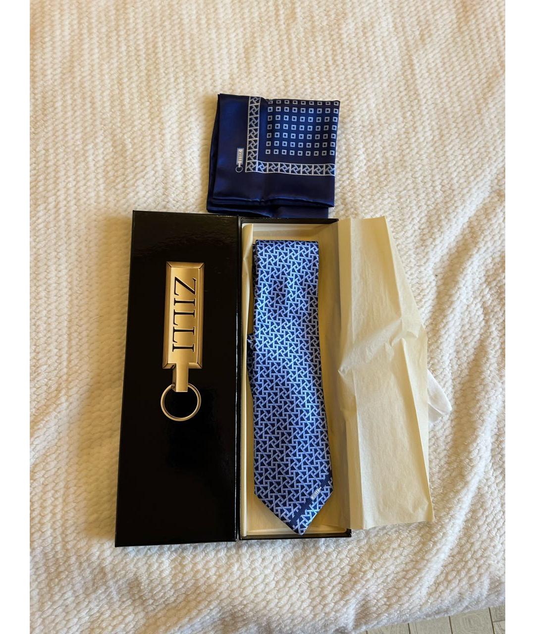 ZILLI Синий шелковый галстук, фото 5