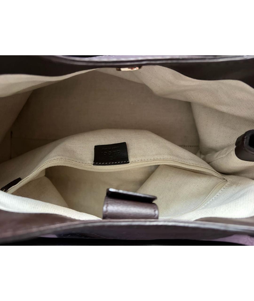 GUCCI Коричневая кожаная сумка тоут, фото 3