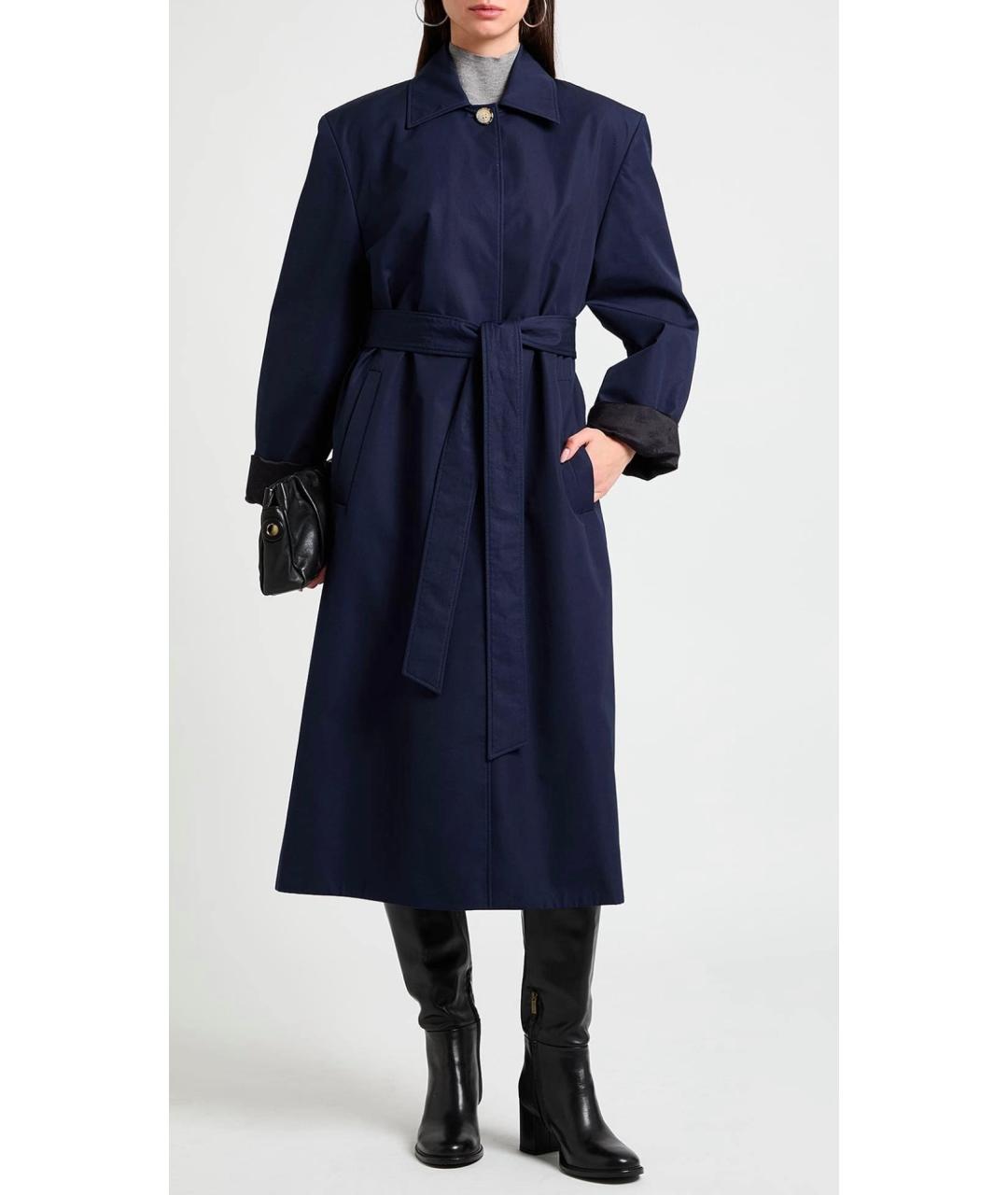 MAGDA BUTRYM Темно-синий хлопковый тренч/плащ, фото 2