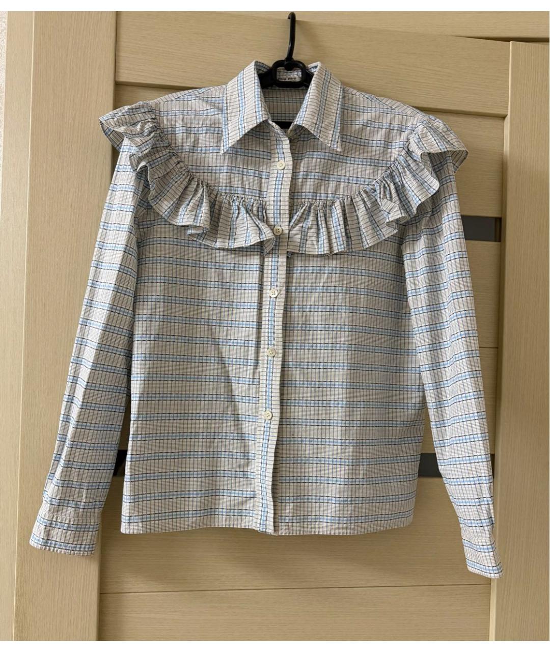 MIU MIU Голубая хлопковая рубашка, фото 6