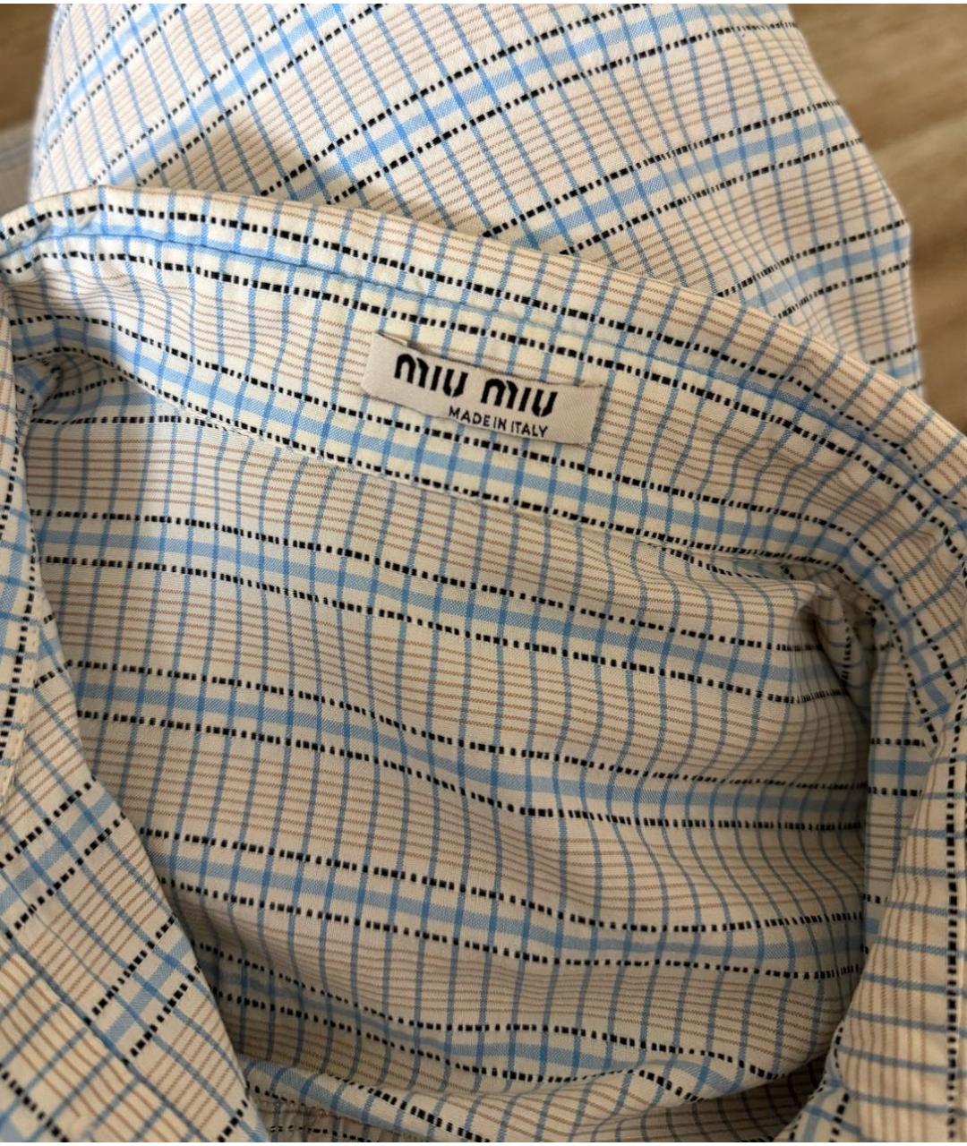 MIU MIU Голубая хлопковая рубашка, фото 3