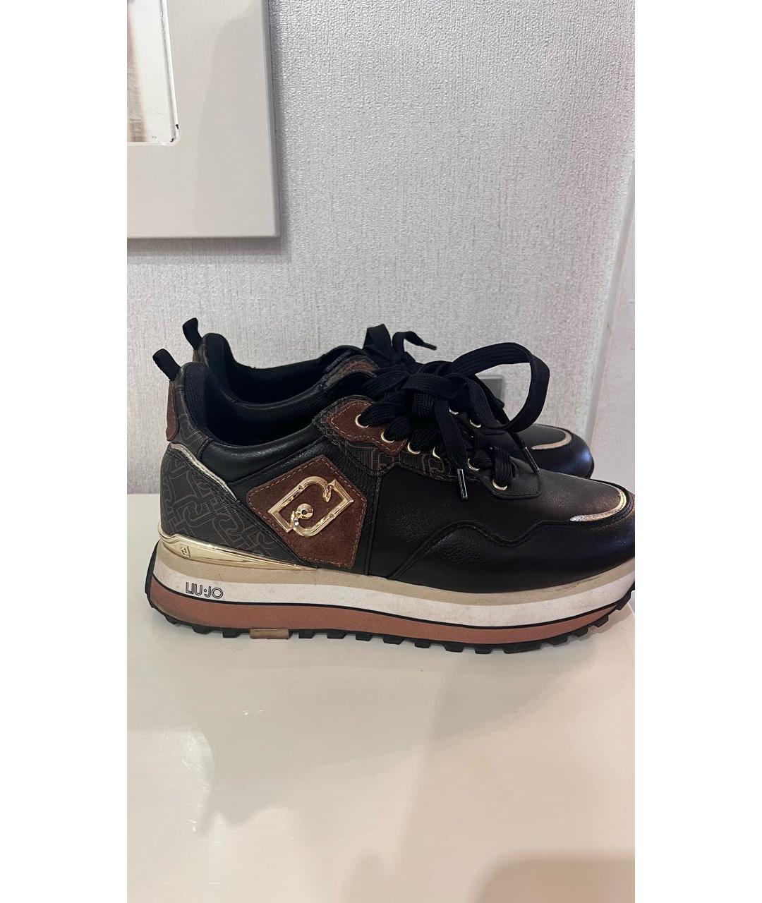 LIU JO Черные кожаные кроссовки, фото 8