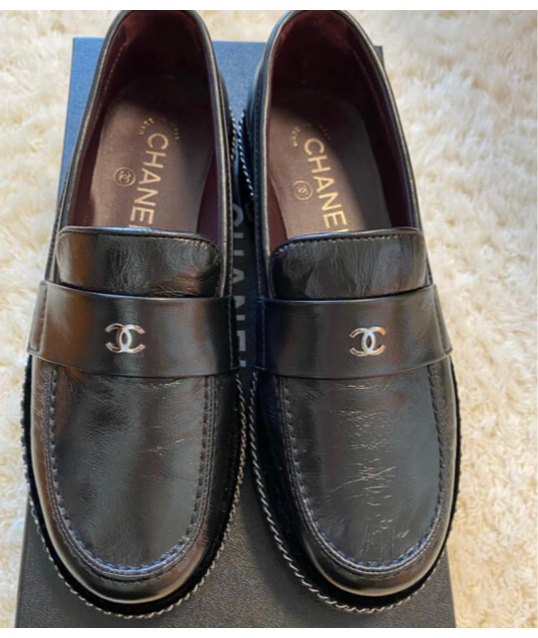 CHANEL Черные кожаные лоферы, фото 3