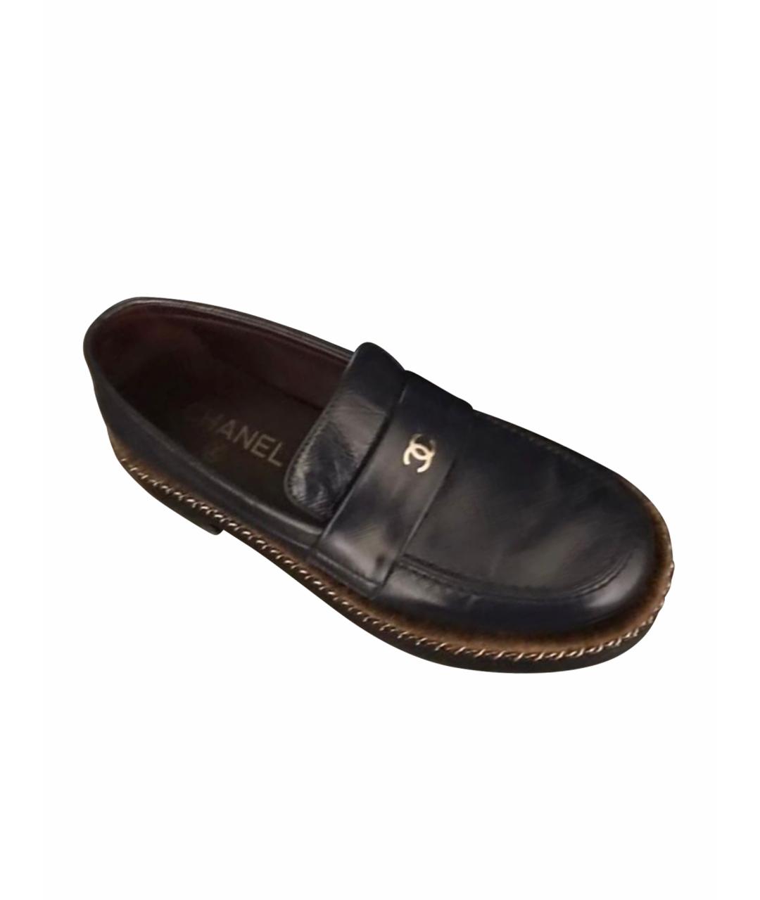 CHANEL Черные кожаные лоферы, фото 1